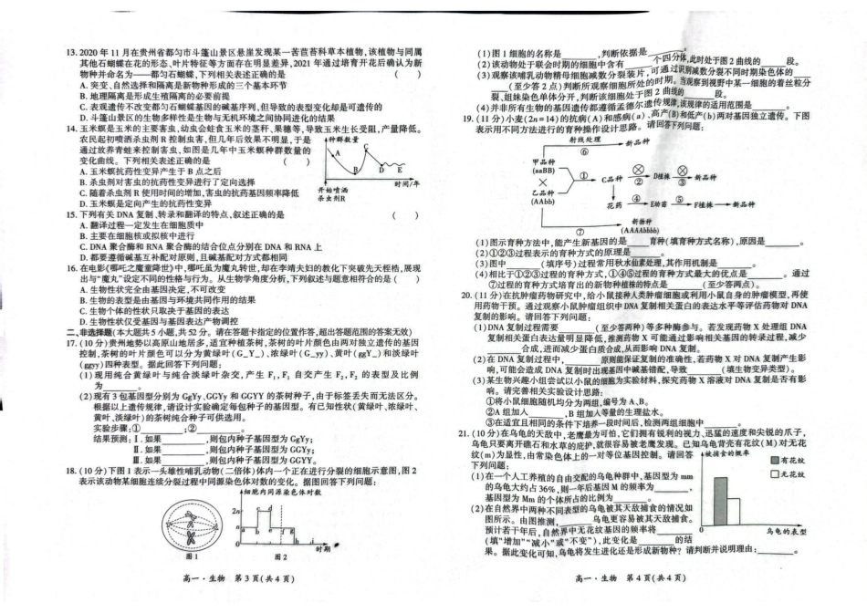 贵州省黔南州2024-2025学年高一下学期期末考试生物含解析.pdf_第2页