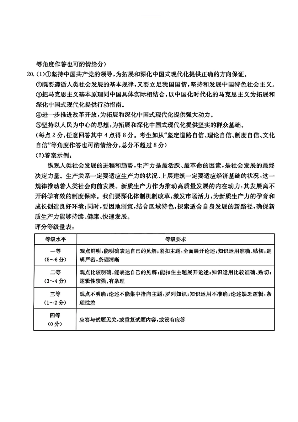 河北省2024-2025学年高三年级上学期9月份考试政治答案.pdf_第2页