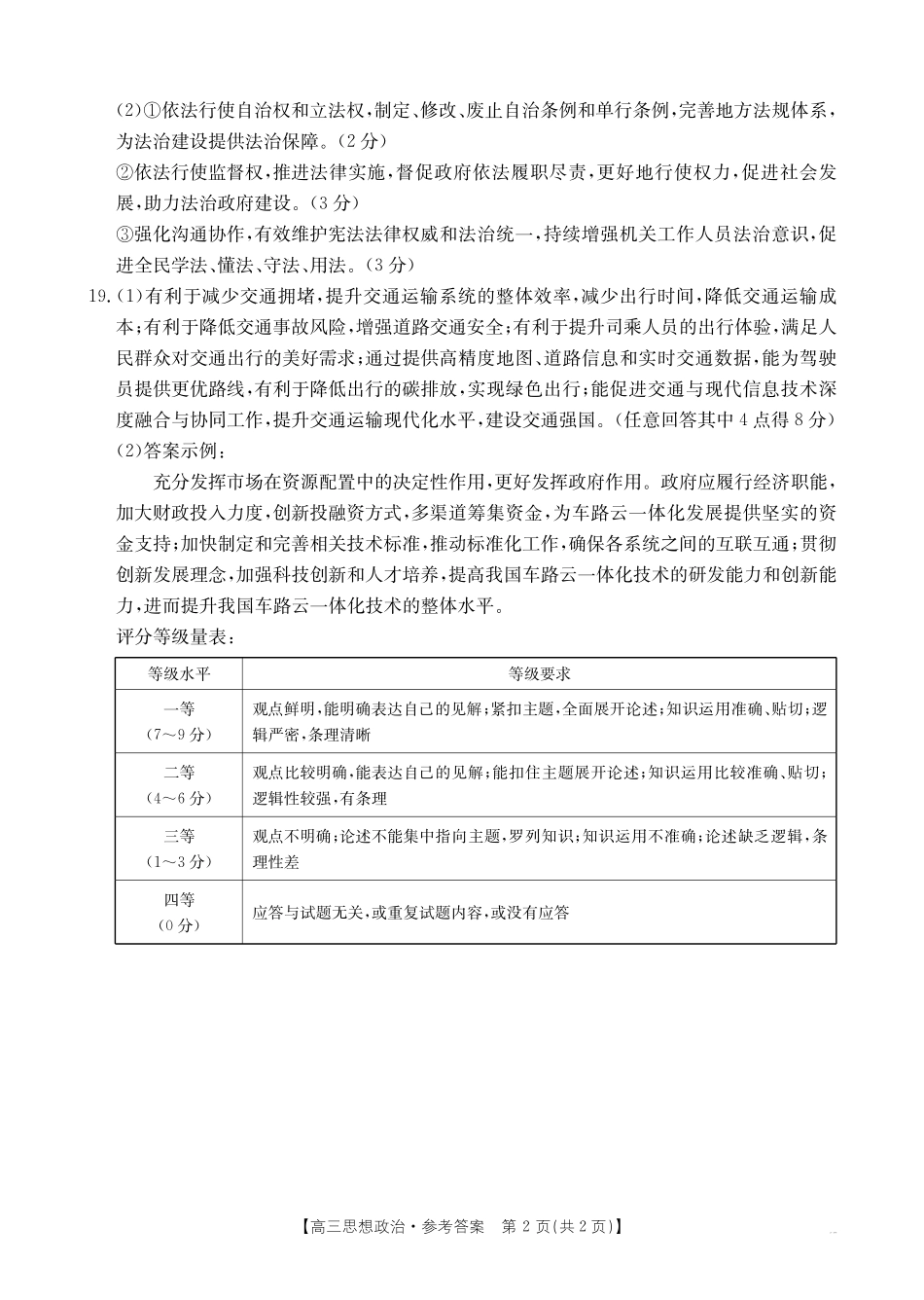 河南省金太阳2024-2025学年高三11月阶段性诊断考试（25-186C）(11.18-11.19)政治试卷186C答案.pdf_第2页