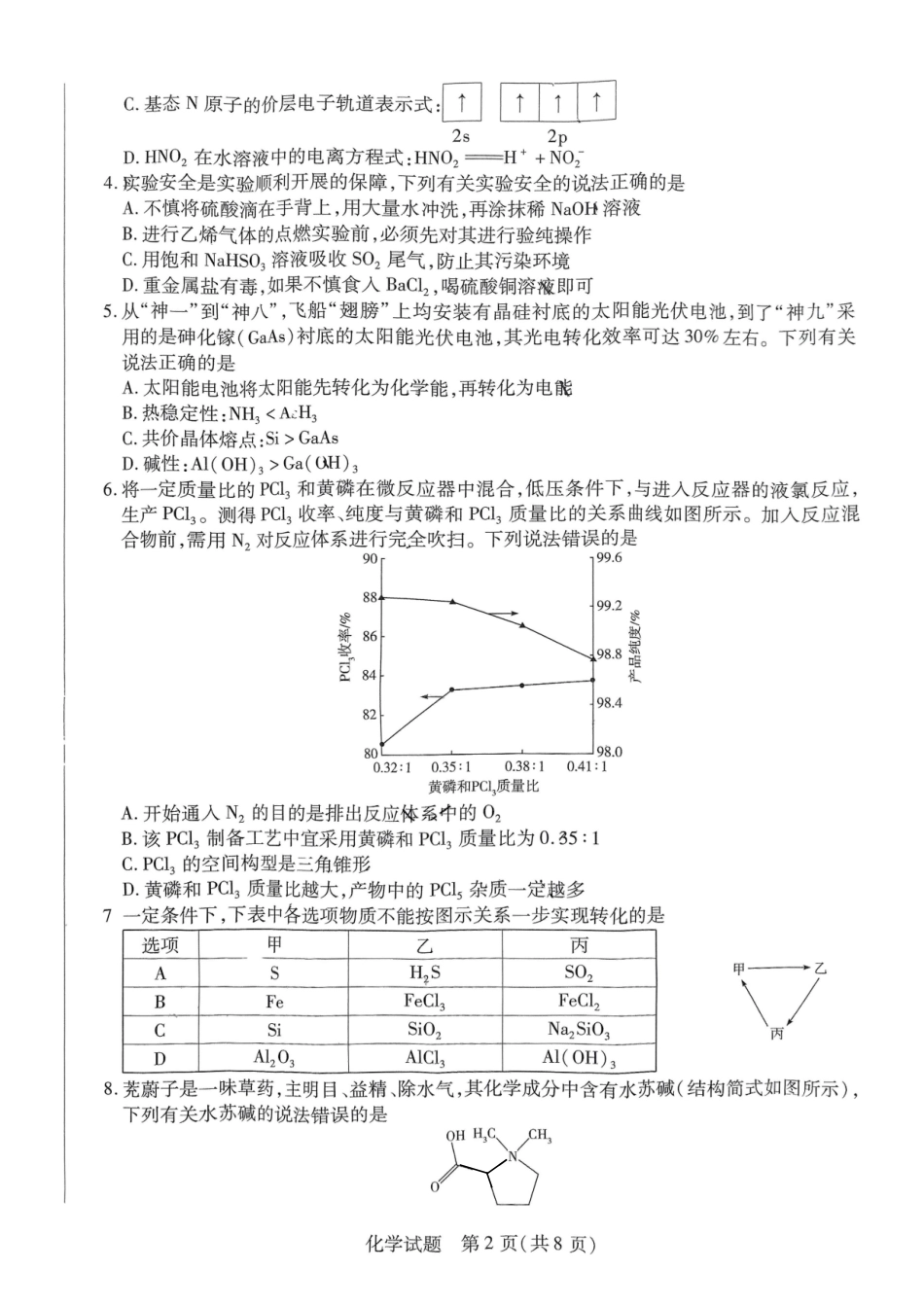河南省天一大联考2025届高三3月春季模拟检测(3.4-3.5)化学试卷.pdf_第2页