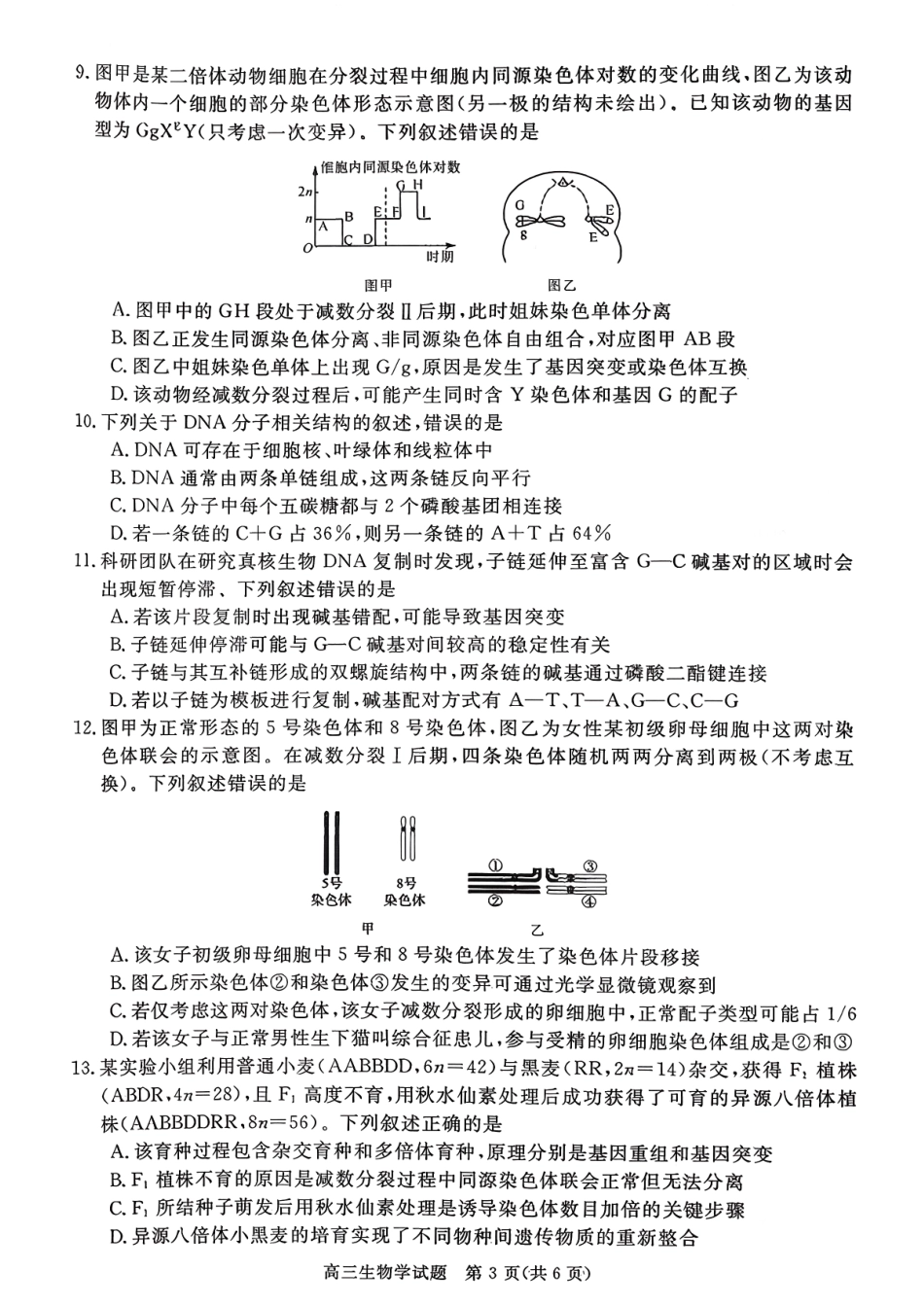 河南省新未来2025-2026学年高三年级10月联合测评-生物学.pdf_第3页