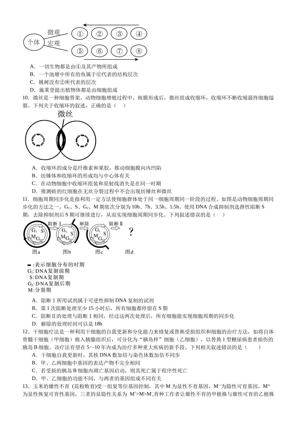 河南省信阳市淮滨县滨城高级中学2025-2026学年高三上学期9月月考生物.docx_第3页