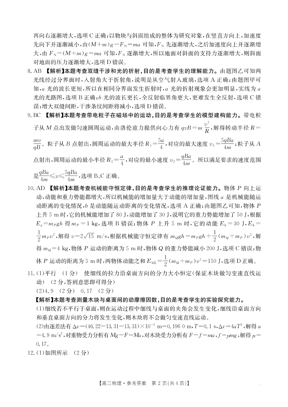 湖北省2024-2025学年高三金太阳12月联考（金太阳25-187C）（12.5-12.6）物理试卷答案.pdf_第2页