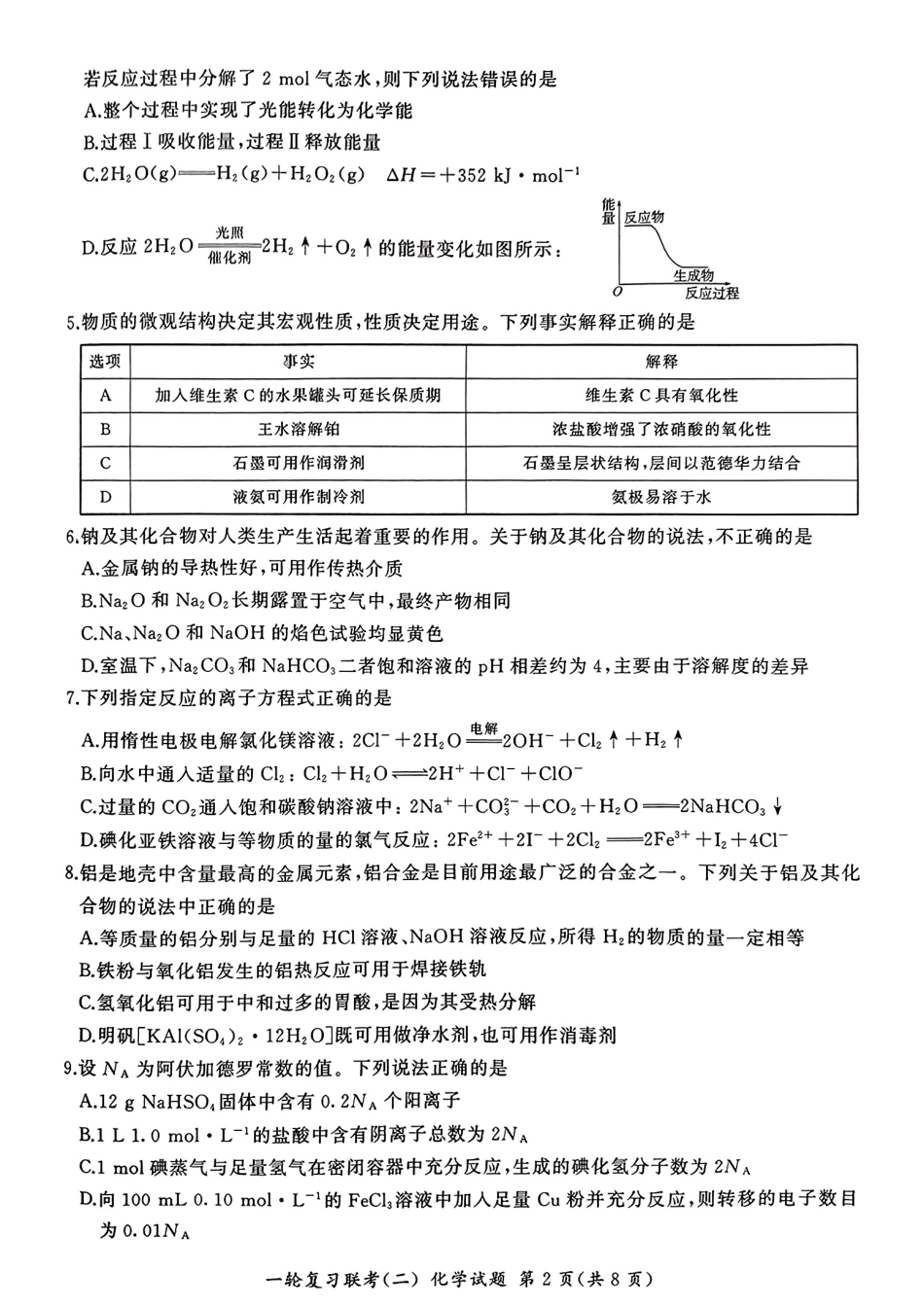 湖南省百师联盟2024-2025学年高三上学期10月月考(10.24-10.25)化学试题卷.pdf_第2页
