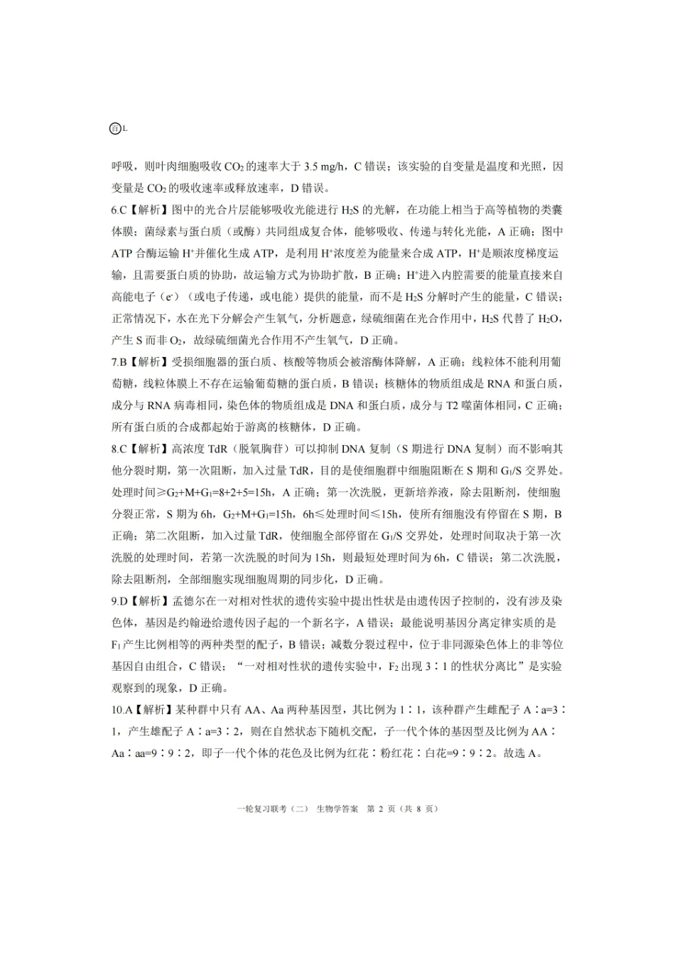 湖南省百师联盟2024-2025学年高三上学期10月月考(10.24-10.25)生物试卷答案.pdf_第2页