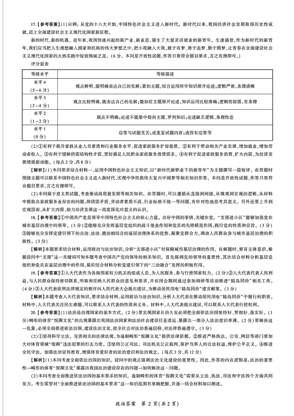 湖南省百师联盟2024-2025学年高三上学期10月月考(10.24-10.25)政治试卷答案.pdf_第2页
