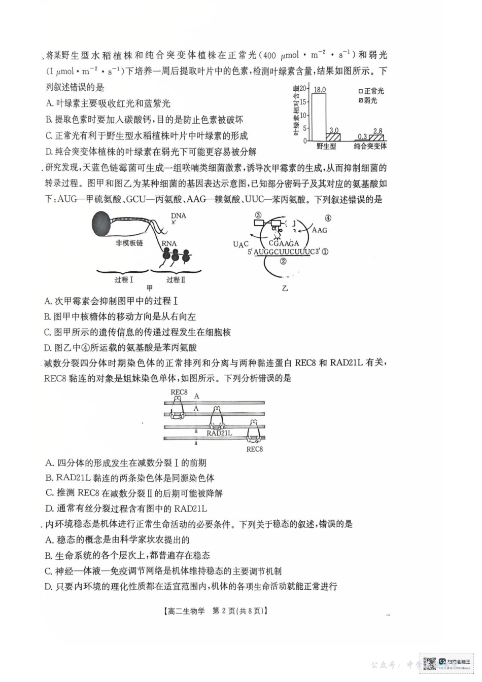 湖南省多校联考2025—2026学年高二上学期10月月考生物试卷及答案高二生物学试卷.pdf_第2页