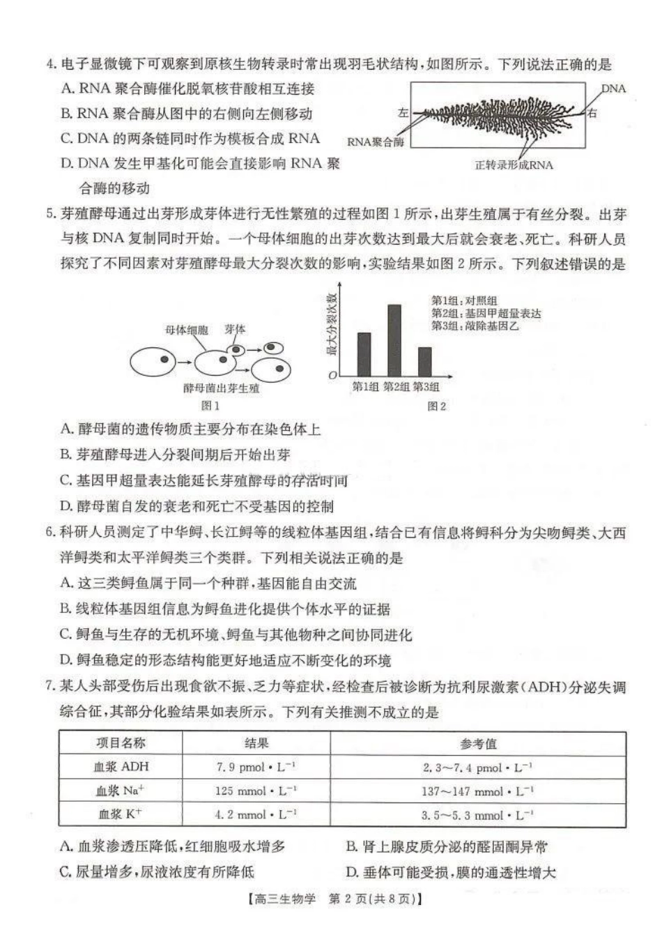 湖南省金太阳2025届高三年级8月入学考试（8.26-8.27）生物试卷+答案.pdf_第2页