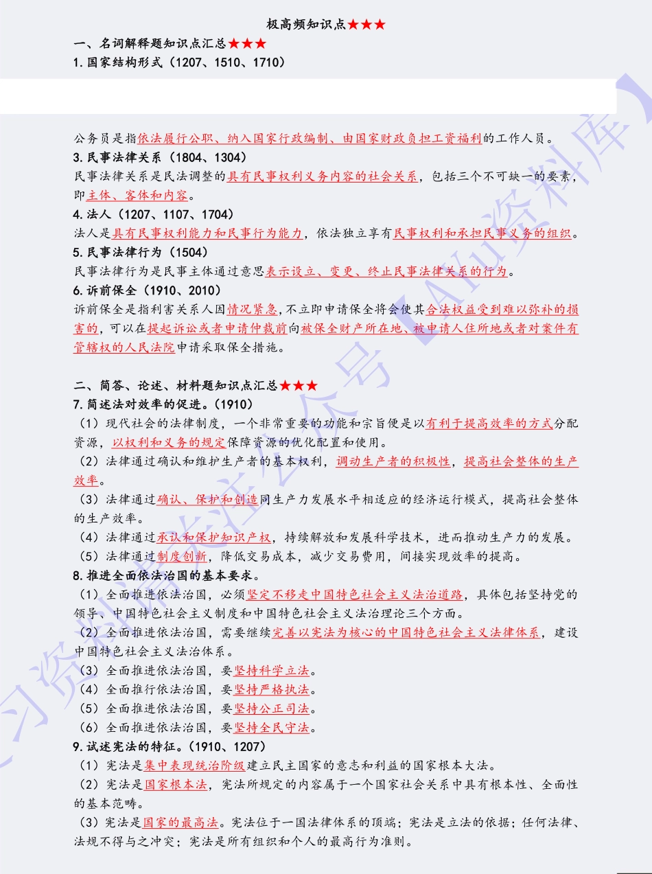 【知识点汇总1】00040 法学概论(王磊) 1.pdf_第2页