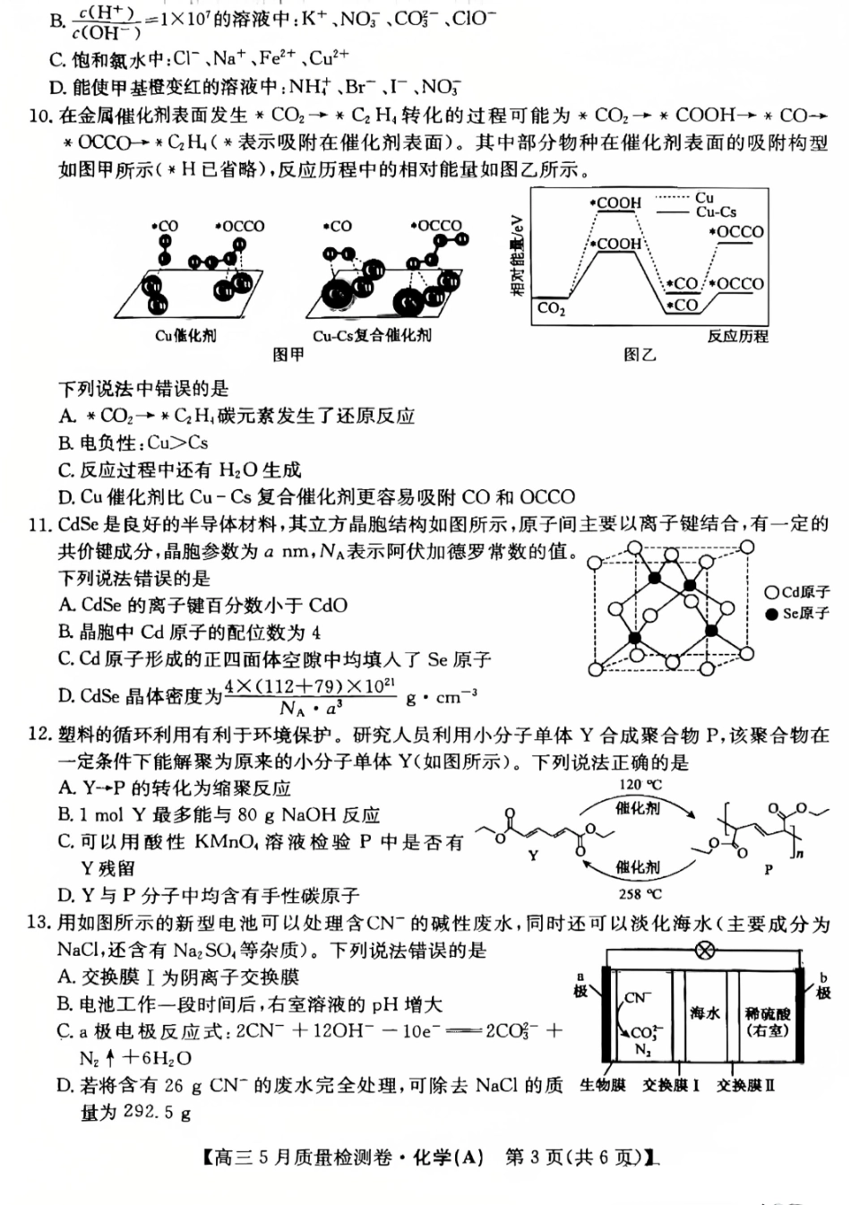 化学试题卷A25-X-635C2024-2025学年高三5月质量检测卷（5.22-5.23）.pdf_第3页