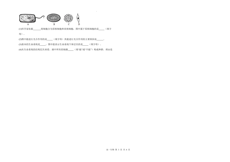 江西省赣州市赣县区实验学校2025-2026学年高一上学期9月月考生物试题.pdf_第3页