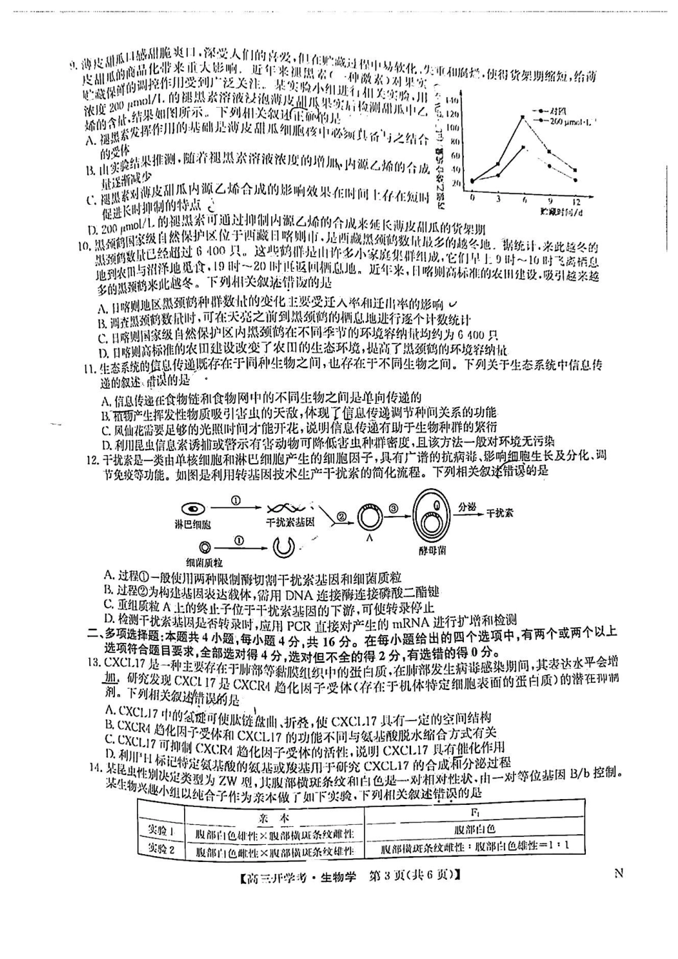 江西省九师联盟2025届高三8月开学联考暨河南省开封市开封五县考2024-2025学年高三上学期开学联考生物试卷+答案.pdf_第3页