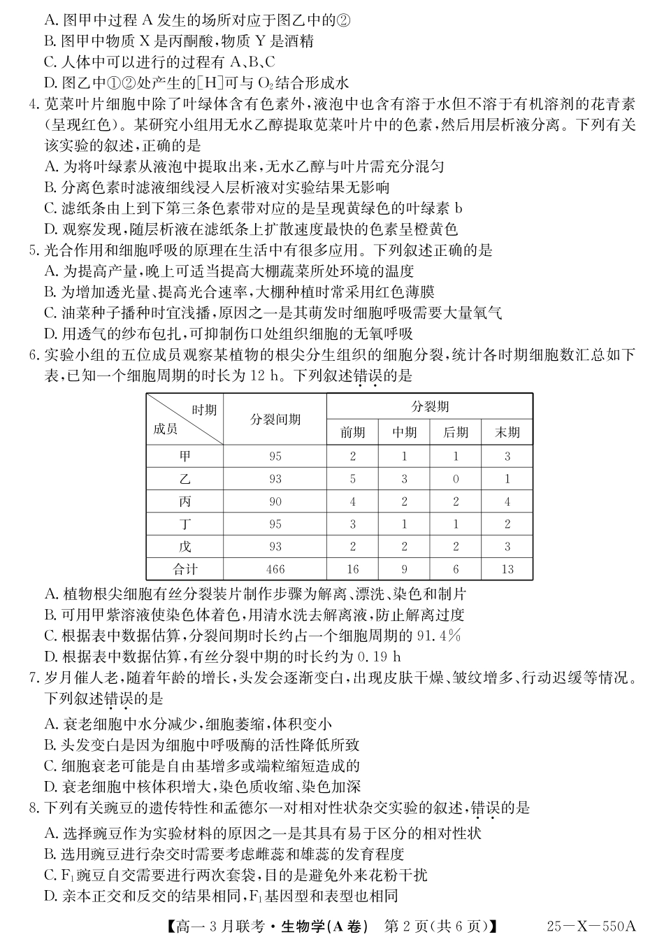 金太阳15-X-550A2024-2025学年高一下学期3月联考试题生物（A卷）含解析.pdf_第2页