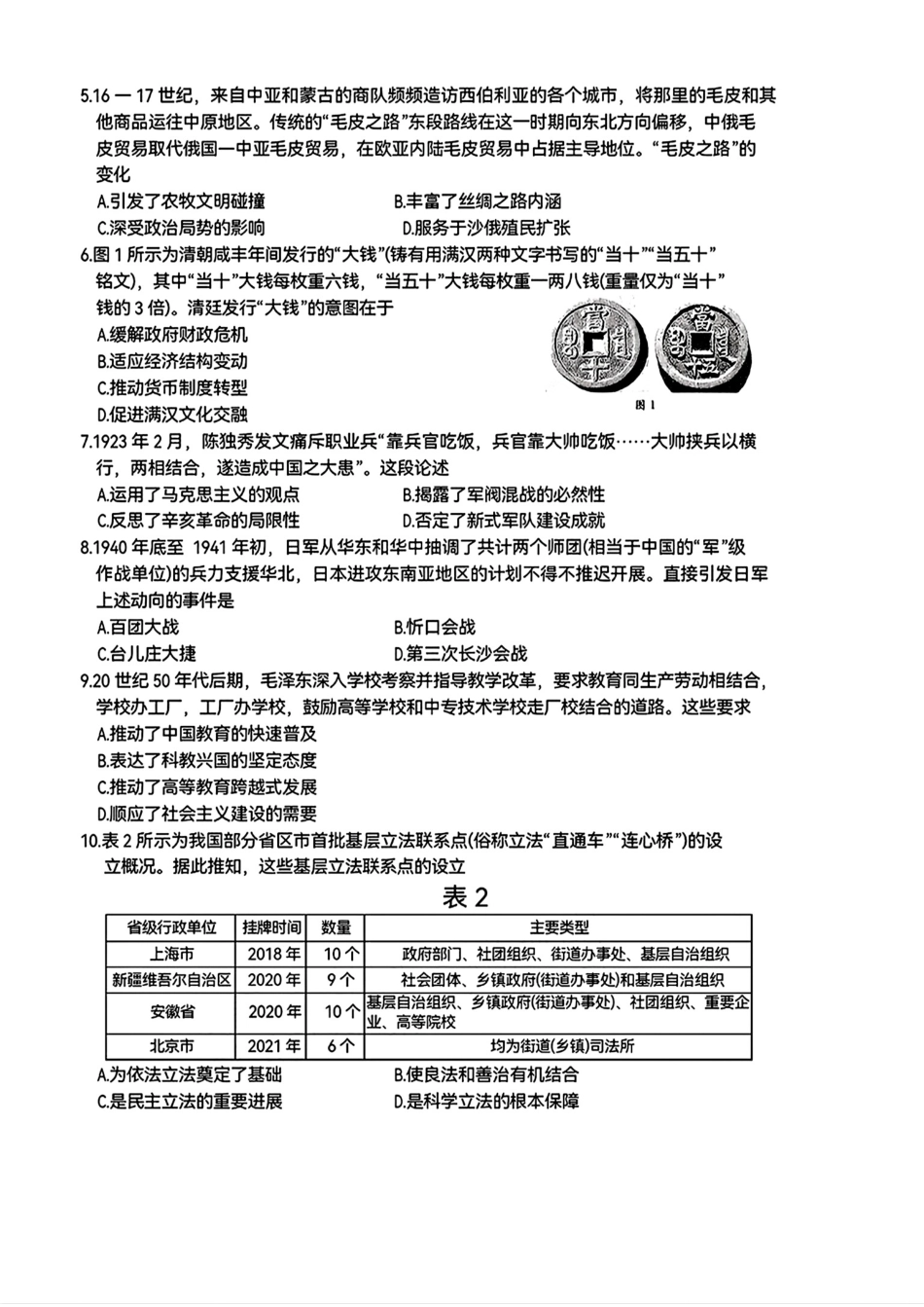金太阳25-374C2025届高三金太阳模拟统测(3.17-3.18)历史试题卷+答案.pdf_第2页