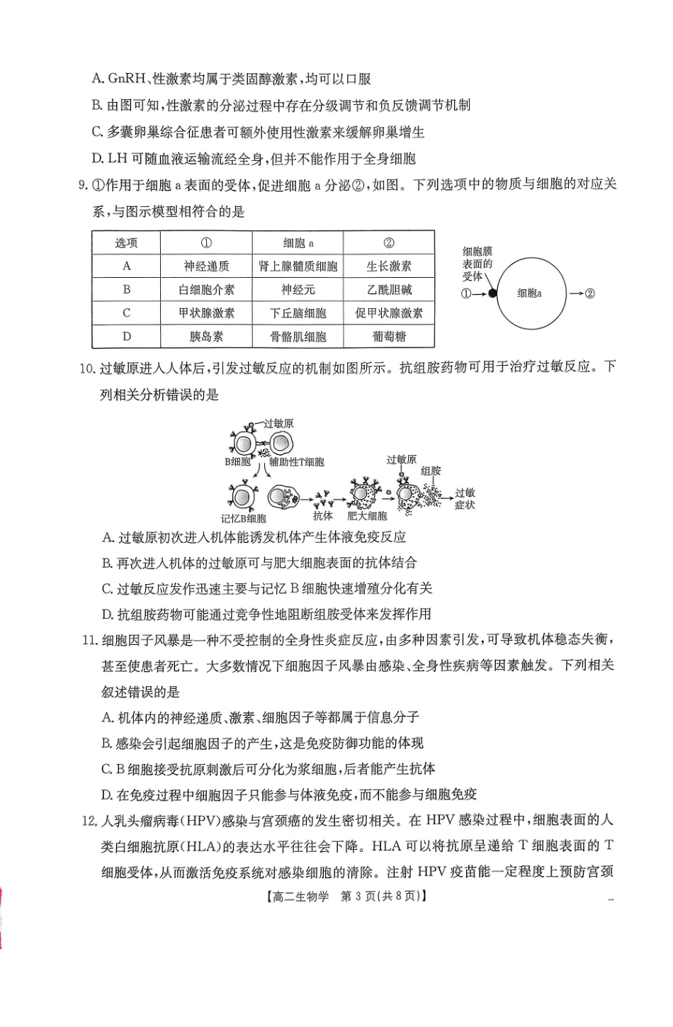 金太阳2024-2025学年高二上学期12月联合检测(GD)生物试题.pdf_第3页