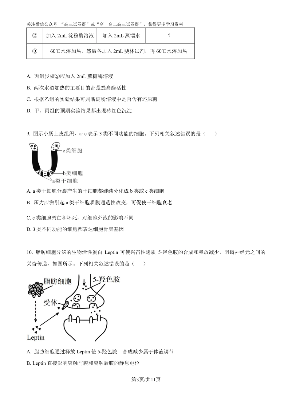 精品解析：2025年高考江苏生物真题（原卷版）.pdf_第3页