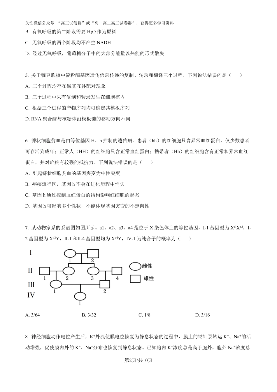 精品解析：2025年山东高考真题生物试题（原卷版）.pdf_第2页
