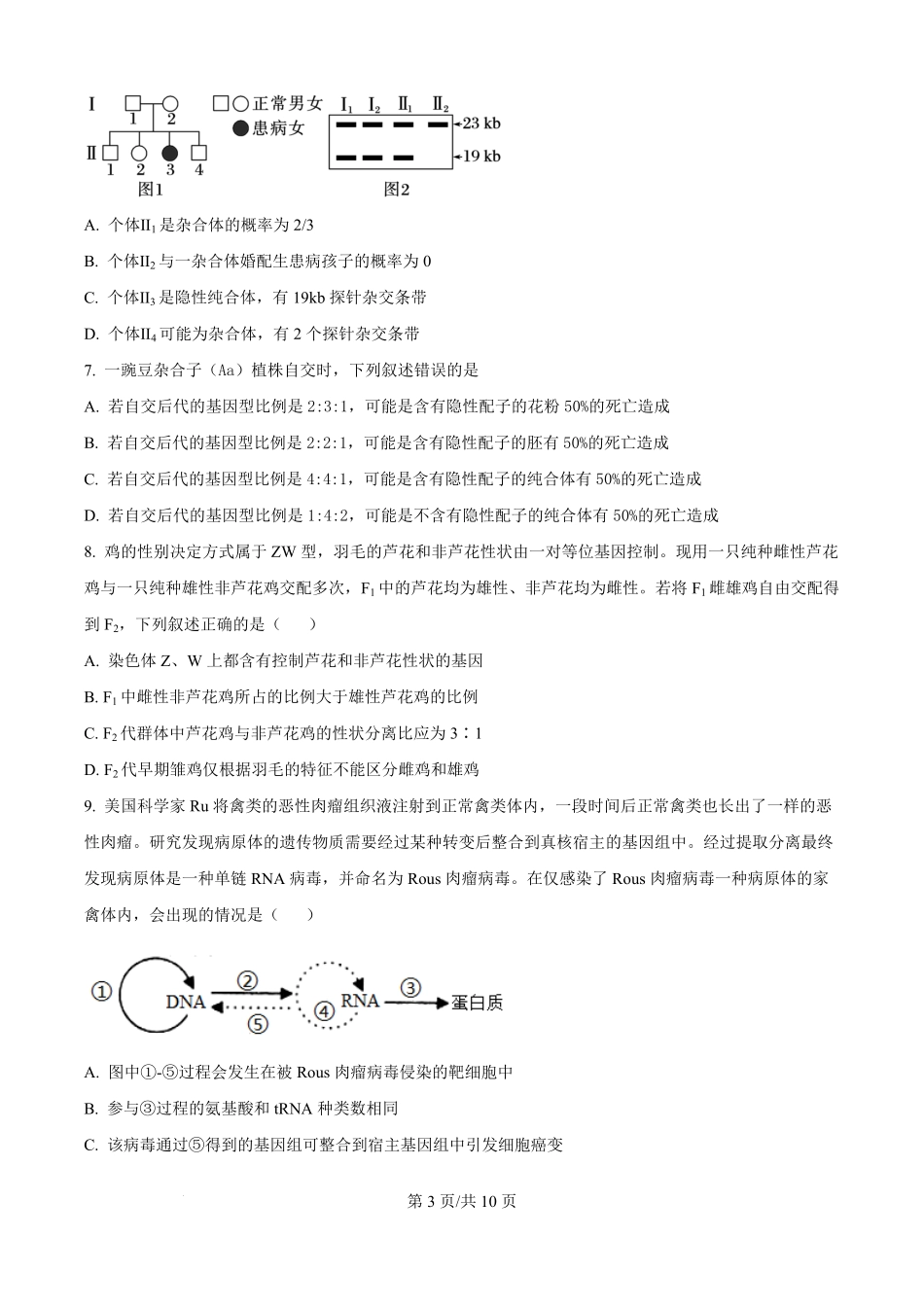 精品解析:湖南省岳阳市颐华高级中学(平江)2025-2026学年高二上学期入学考试生物试题(原卷版).pdf_第3页
