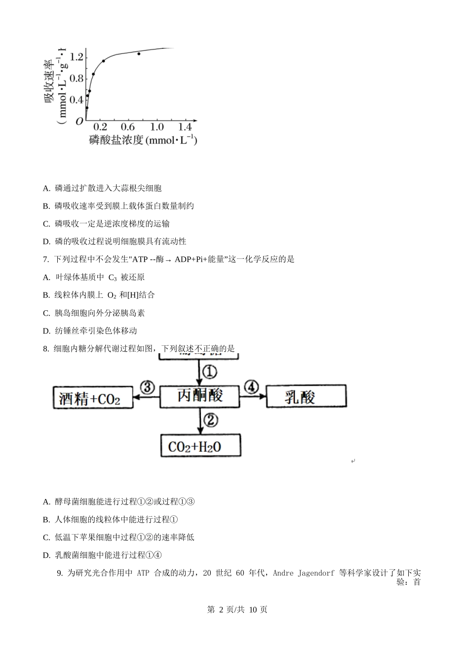 精品解析：生物试卷（原卷版）【北京卷】北京市西城区育才学校2025-2026学年高三上学期9月月考(9.26-9.27).docx_第2页