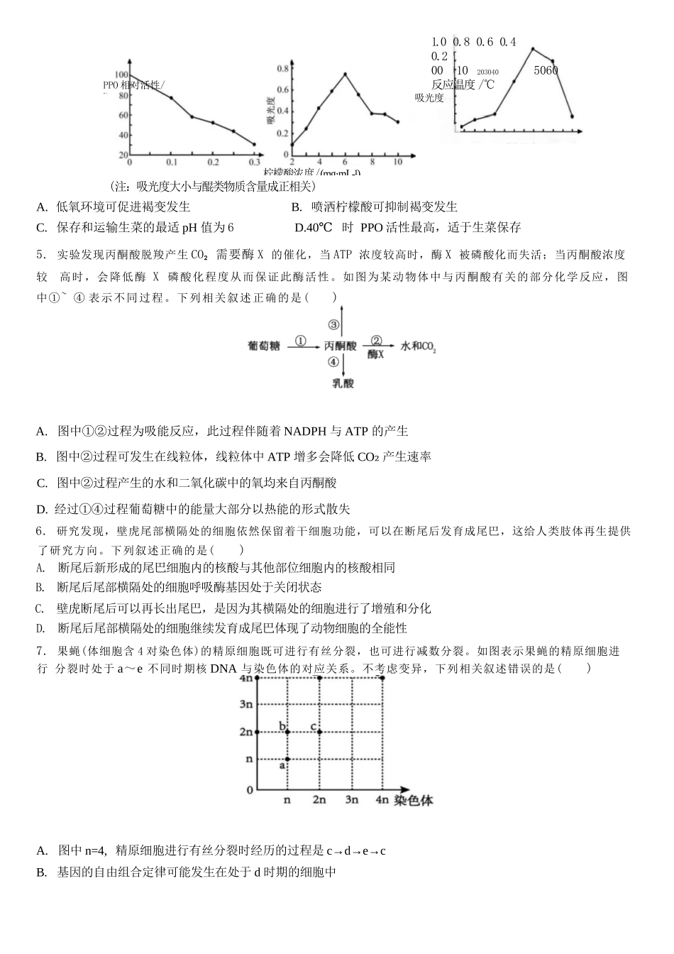 生物试卷四川省成都市石室中学2025-2026学年度高2026届高三上学期10月月考(10.10-10.11).docx_第2页