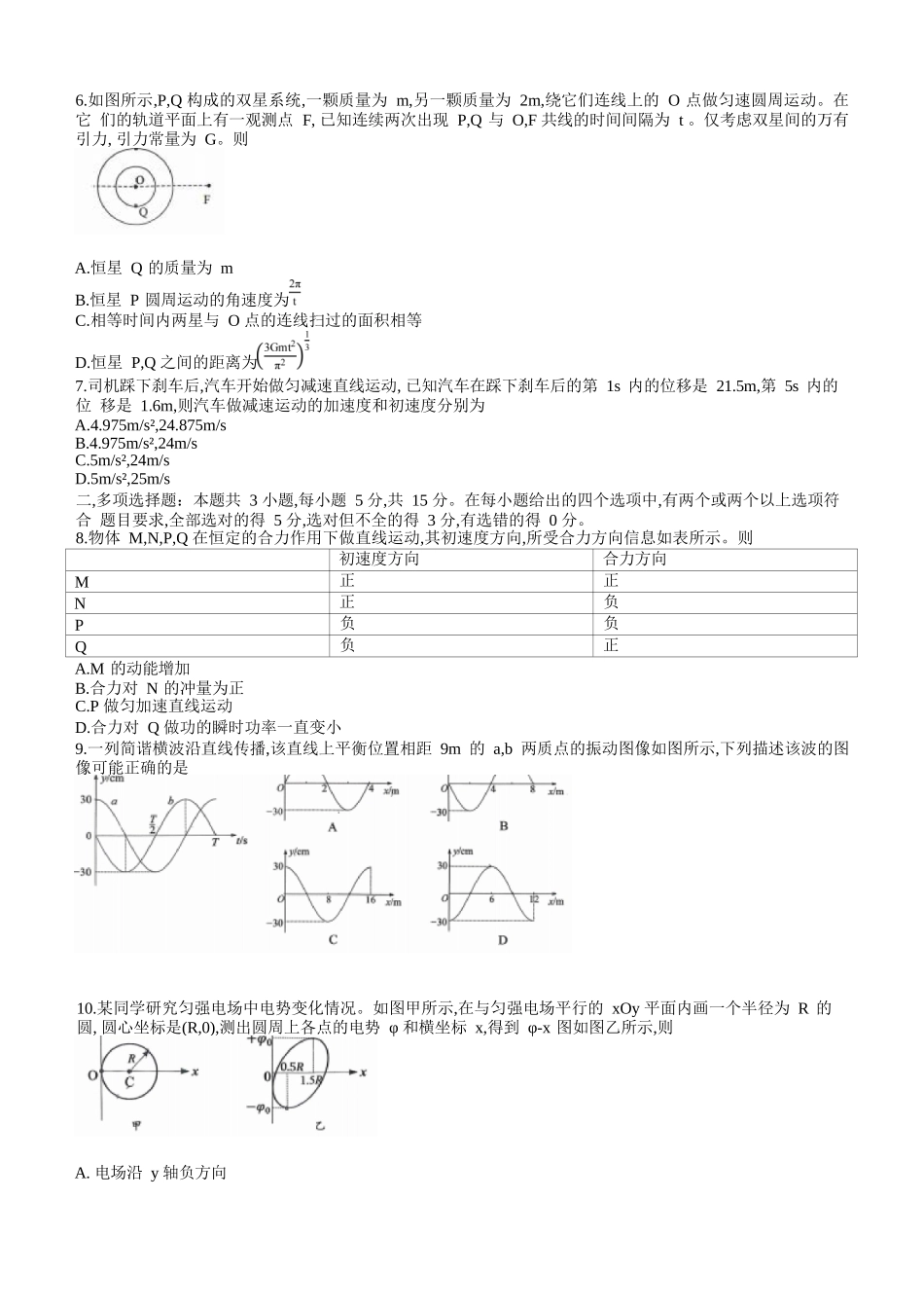 物理试题卷【Top50强校】重庆市西南大学附属中学校2026届高三上学期10月月考(10.4-10.5).docx_第2页