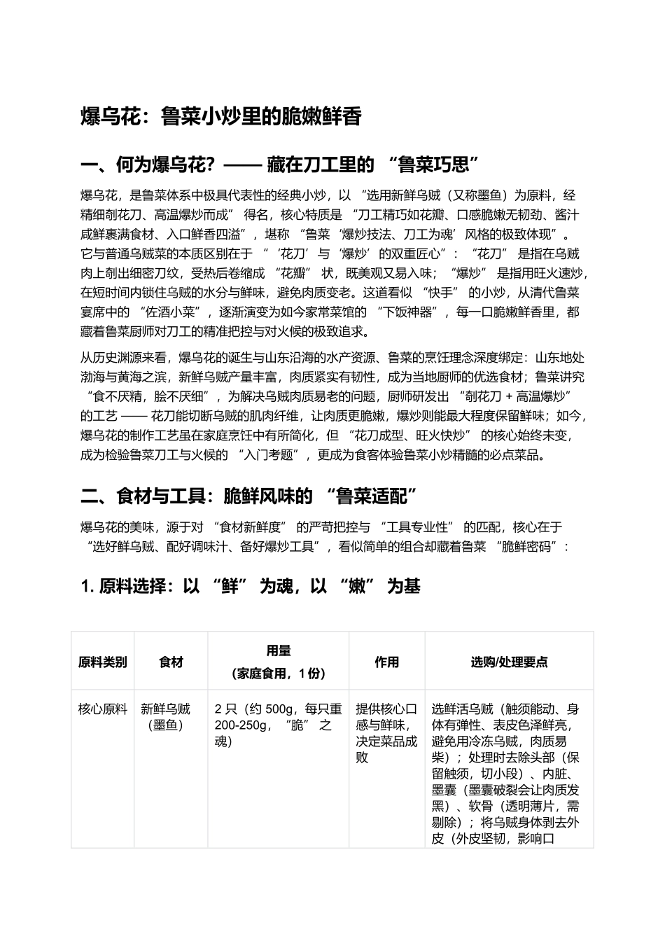 爆乌花：鲁菜小炒里的脆嫩鲜香.docx_第1页