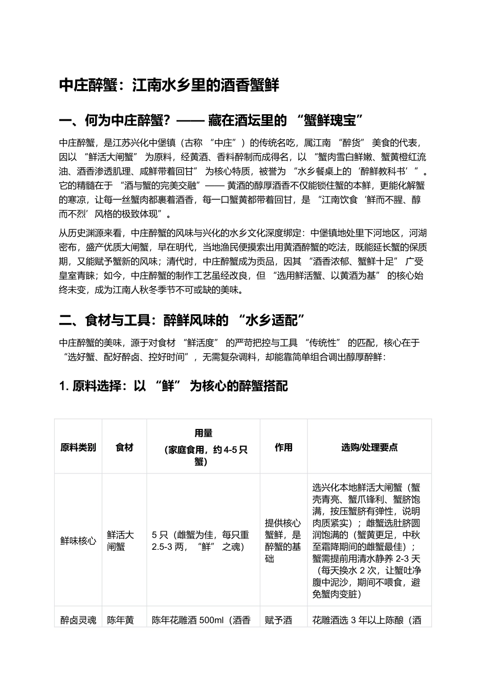 中庄醉蟹:江南水乡里的酒香蟹鲜.docx_第1页