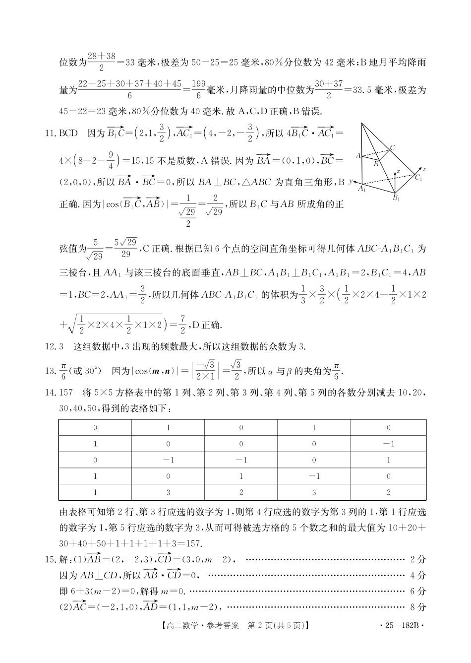 内蒙古赤峰市名校2024-2025学年高二上学期期中联考数学答案.pdf_第2页