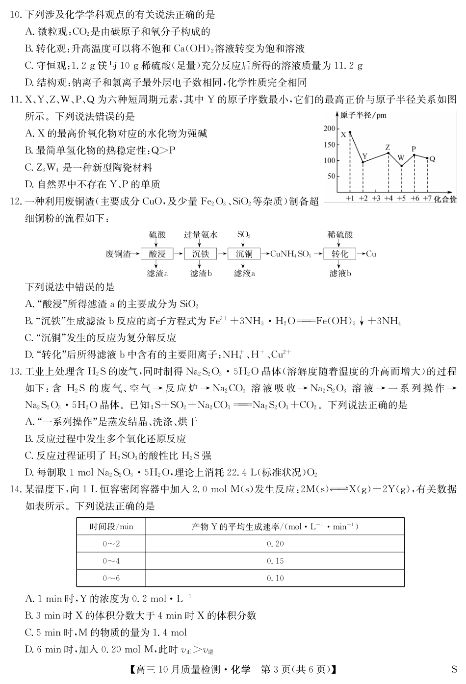 陕晋青宁九师联盟2025届高三10月质量检测(10.24-10.25)化学试卷-10月质量检测(S).pdf_第3页
