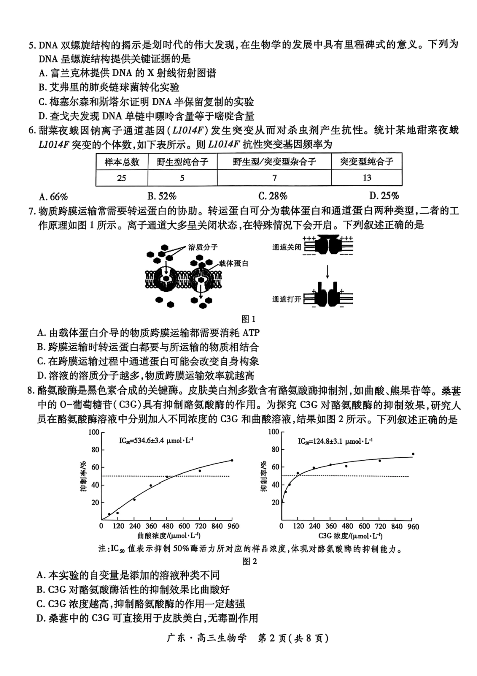 生物试卷广东省上进联考2025-2026学年领航高中联盟高三一轮复习阶段检测(10.9-10.10).pdf_第2页