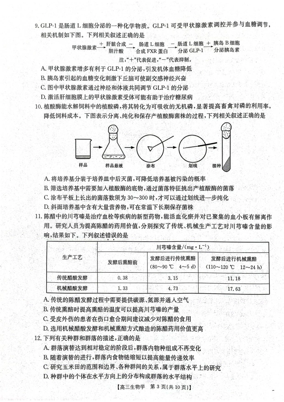 生物试卷江苏省金太阳部分学校2025-2026学年高三10月联考(10.13-10.14).pdf_第3页
