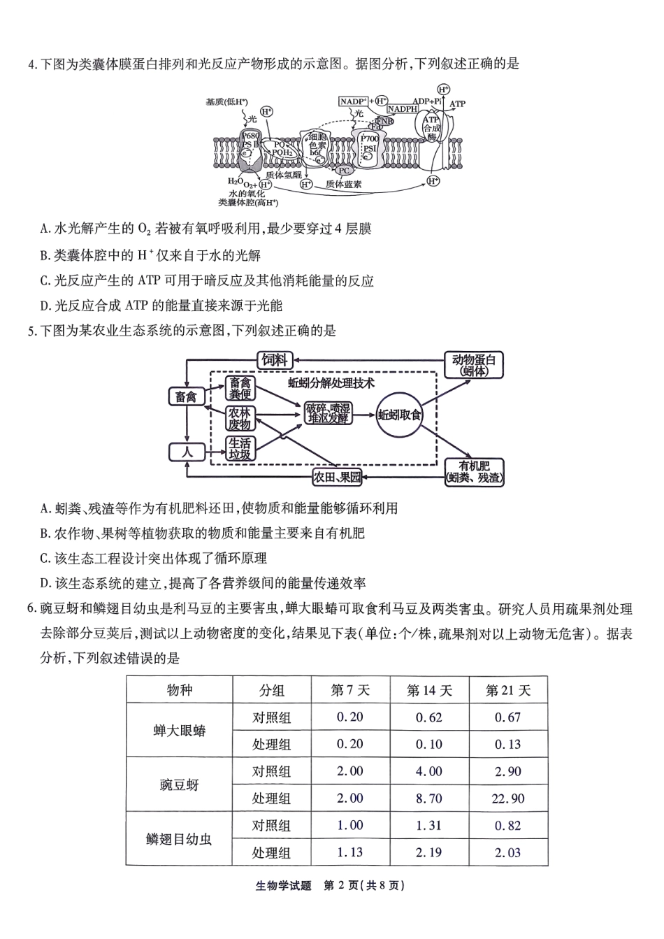 生物试题卷安徽省江淮十校2026届高三第一次联考(8.25-8.26).pdf_第2页