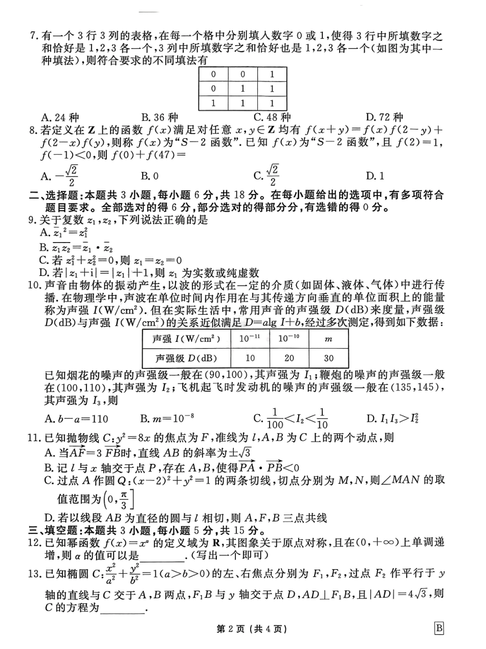 数学试卷【信息卷】衡水金卷先享题信息卷2025届高三模拟试题(五)(5.20-5.21).pdf_第2页