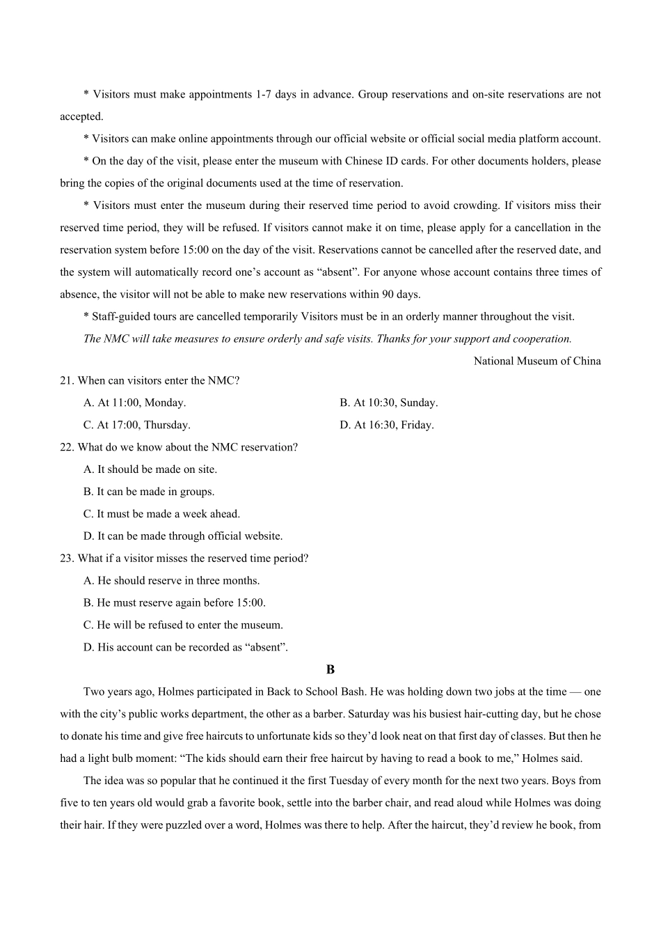 四川达州外国语学校2025-2026学年高二上学期9月月考英语试卷（含答案无听力音频有听力原文）.pdf_第3页