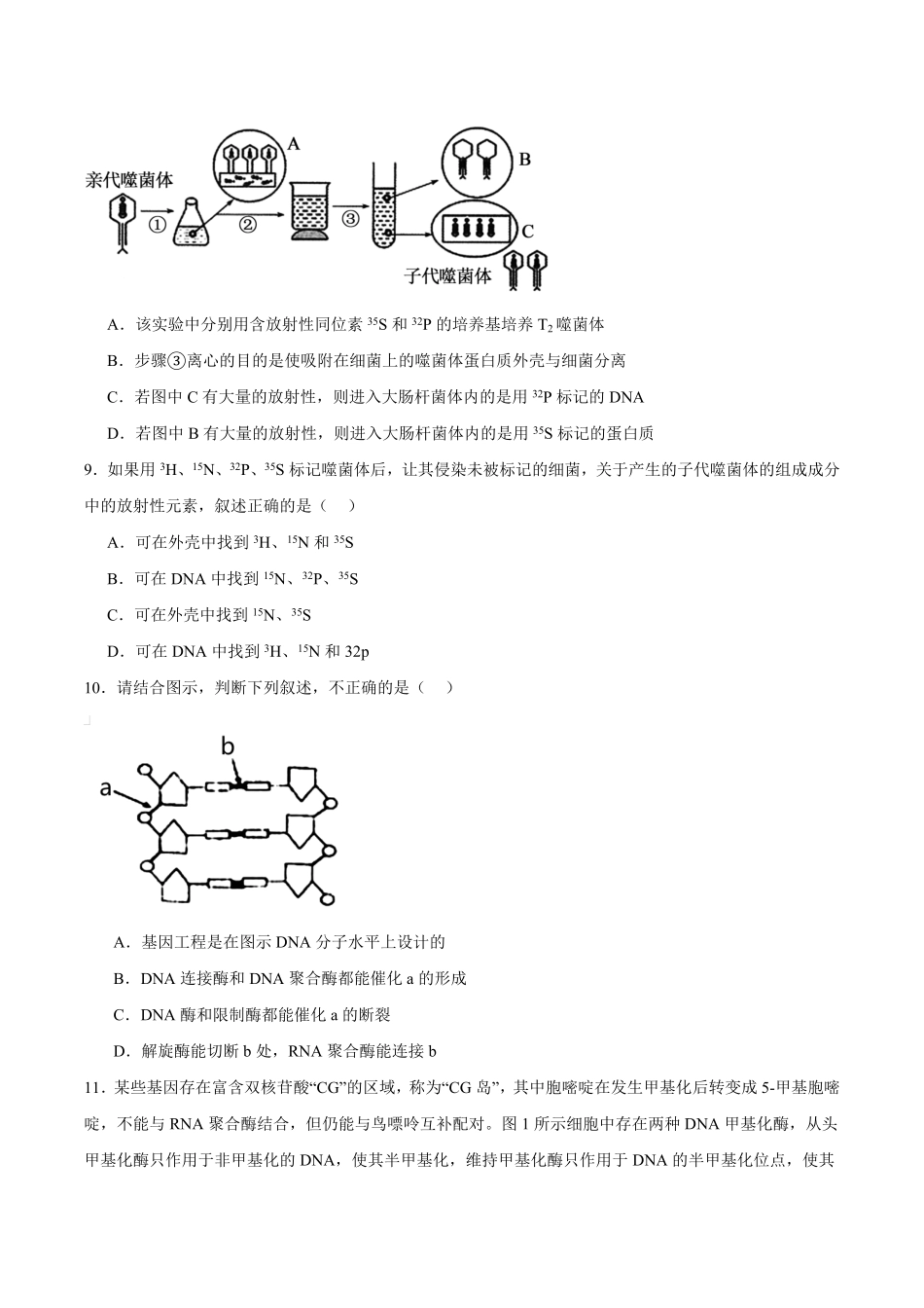 四川省绵阳市东辰学校2025-2026学年高二上学期开学分班检测生物试卷（含答案）.pdf_第3页