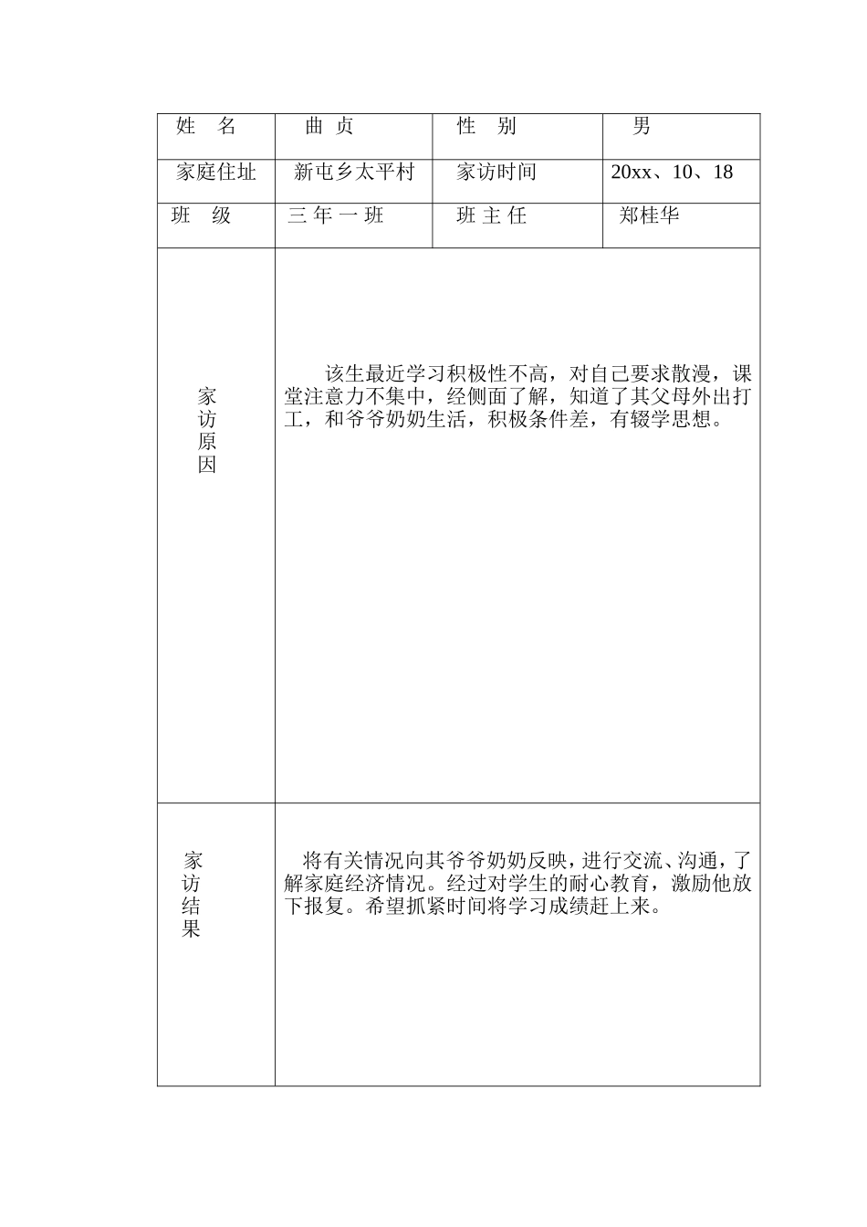 班主任家访记录.doc_第1页