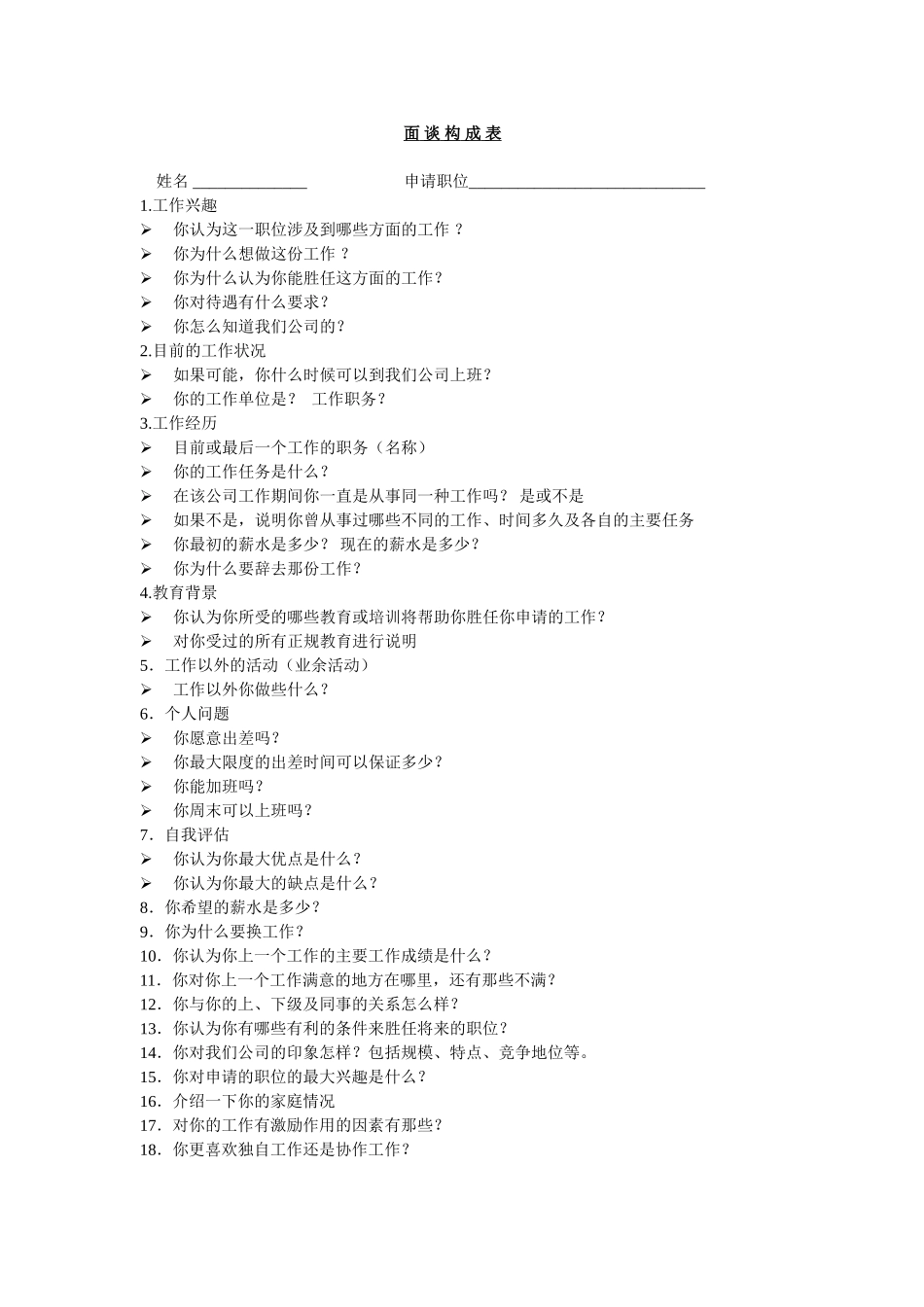 面试谈话构成表.doc_第1页