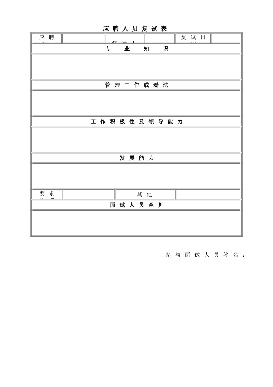 应聘人员复试表.doc_第1页