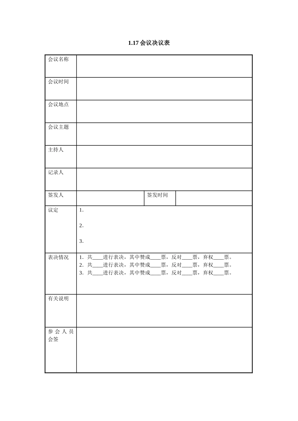1.17会议决议表.doc_第1页