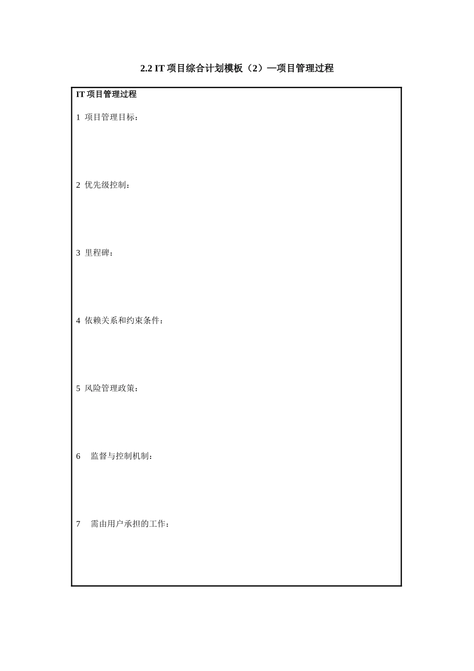 2.2 IT项目综合计划模板（2）—项目管理过程.doc_第1页
