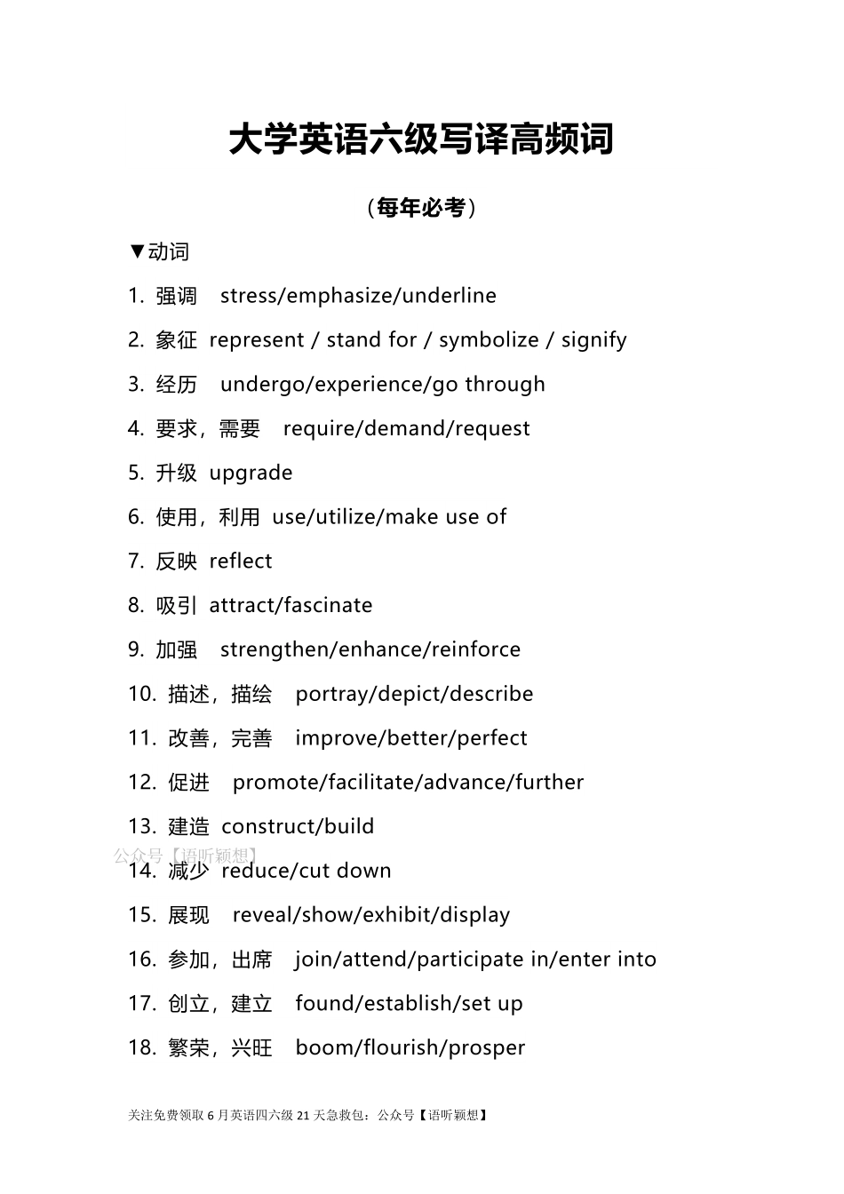 【15】大学英语六级写译高频词(每年必考).pdf_第1页