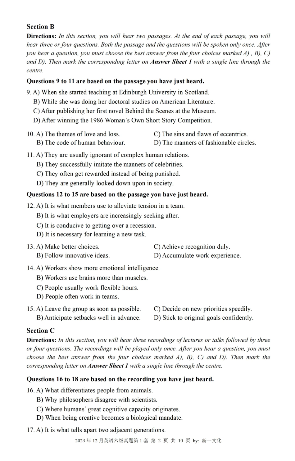 2023.12六级真题第1套【可复制可检索,打印首选】.pdf_第2页