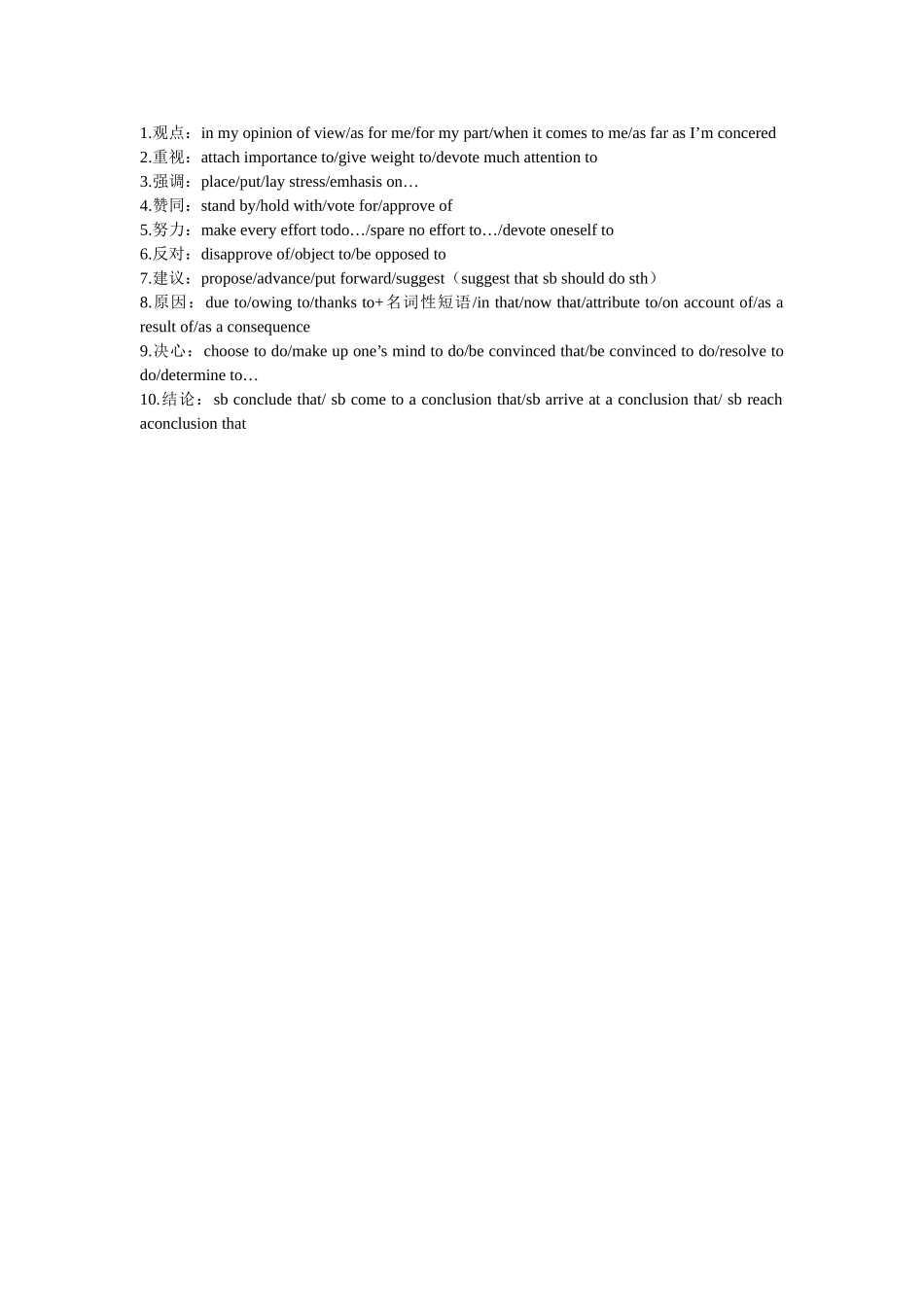 议论文写作十大功能性词语.doc_第1页