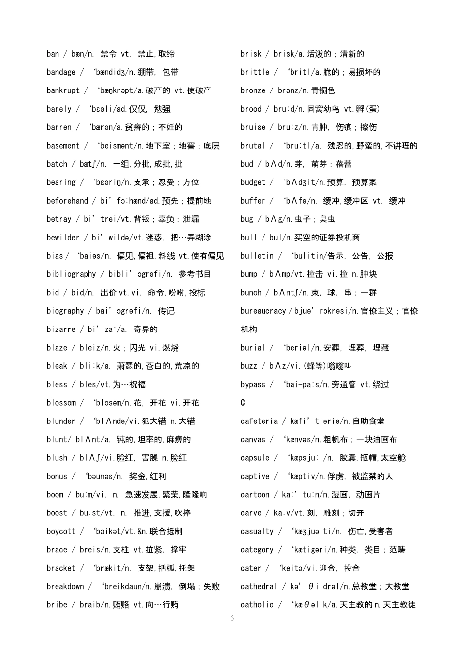 2019年6月大学英语六级词汇完整版带音标.pdf_第3页