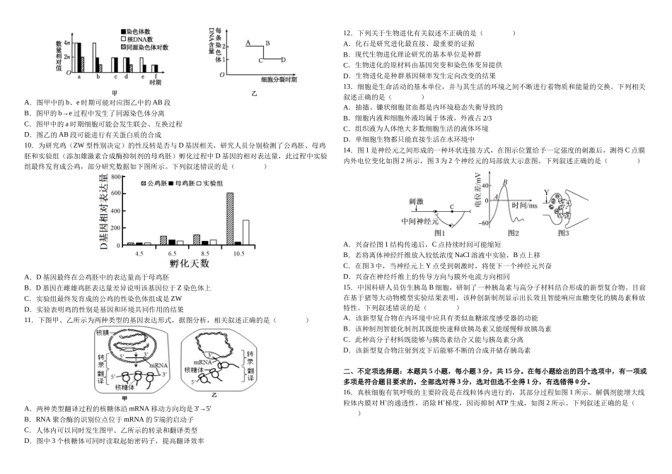 2024—2025学年度高三上学期期中生物试题.docx_第2页