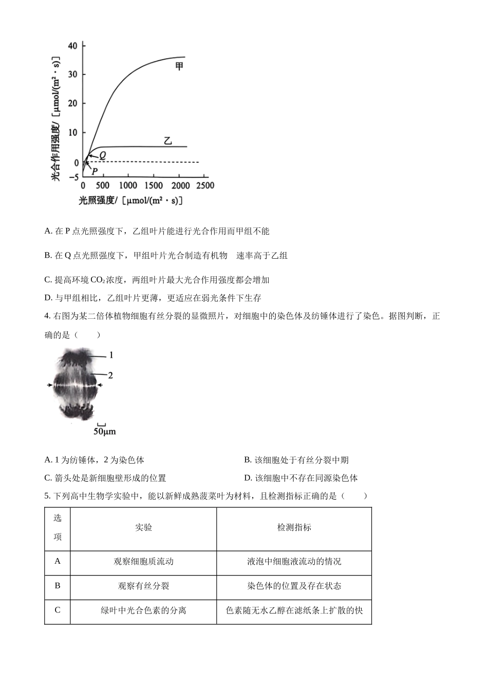 北京市朝阳区2024-2025学年高三上学期月期中生物试题.docx_第2页