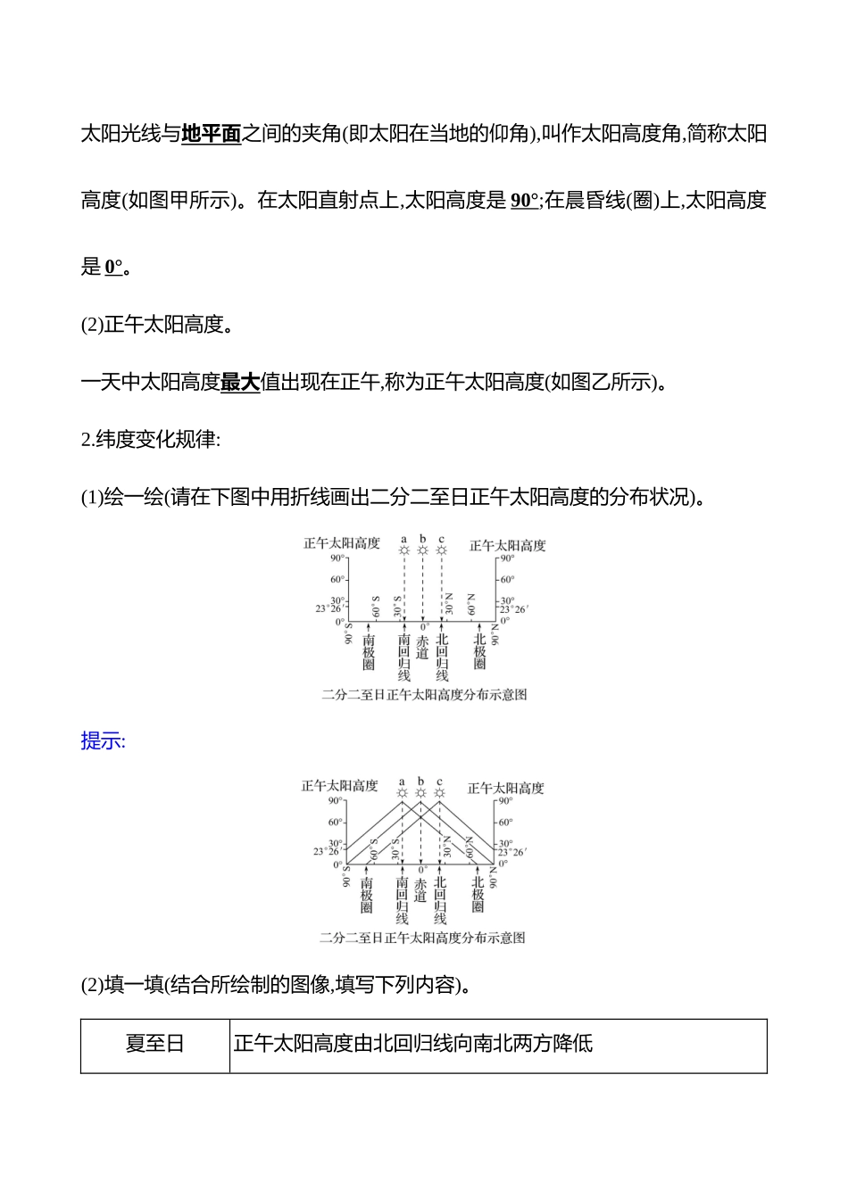 第二章第三节第2课时正午太阳高度的变化、四季更替和五带划分(重难课时).docx_第2页