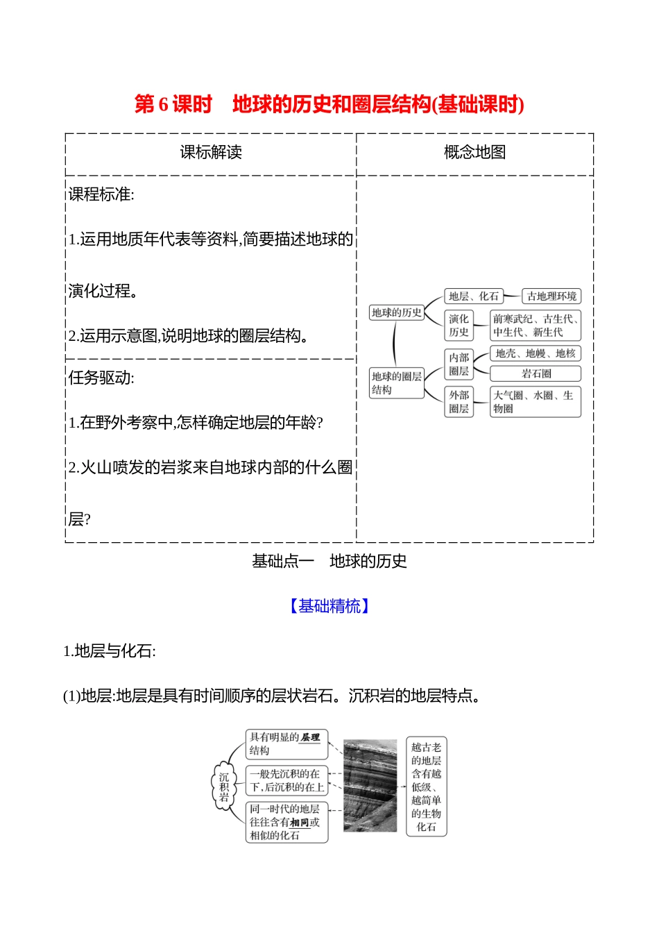 第二章第一节第6课时地球的历史和圈层结构(基础课时).docx_第1页