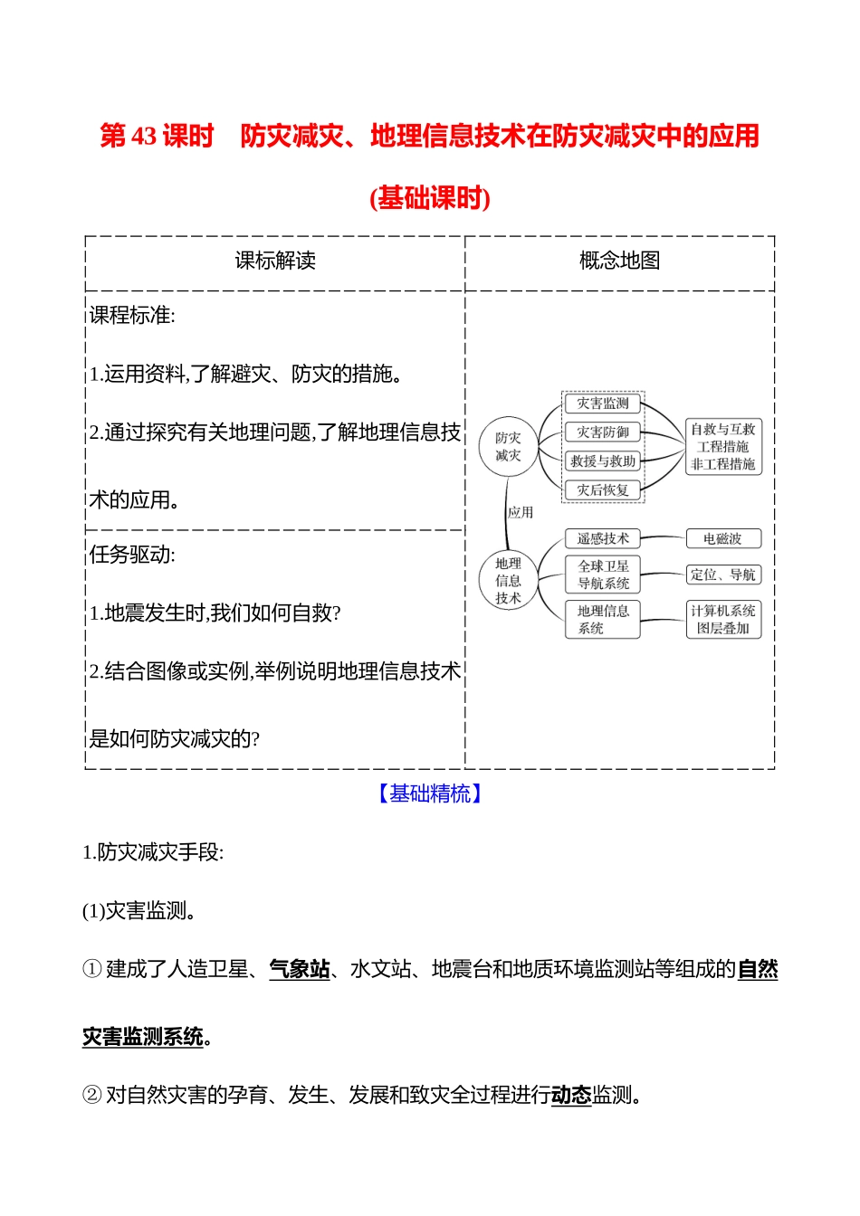 第七章第43课时防灾减灾、地理信息技术在防灾减灾中的应用(基础课时).docx_第1页