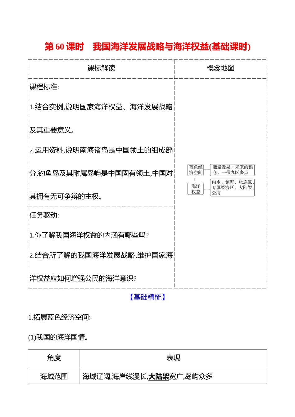 第十二章第60课时我国海洋发展战略与海洋权益(基础课时).docx_第1页